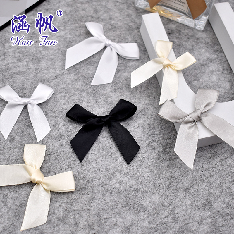 Hanfan polyester ribbon bow tie in stock, hand-tied knot gift box, decorative bow tie, waist wrap, four-ear handcrafted flower knot Specification image