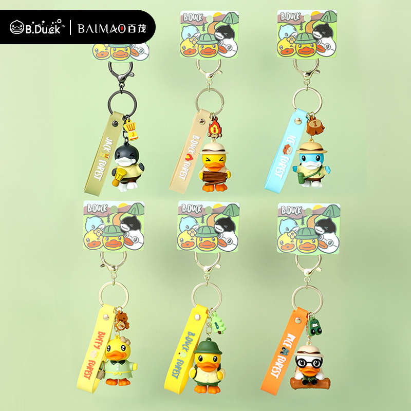 Song Jin Cartoon Duck keychain, green background, beige and orange three-color lanyard, ocean style figurine, World Cup edition details Picture
