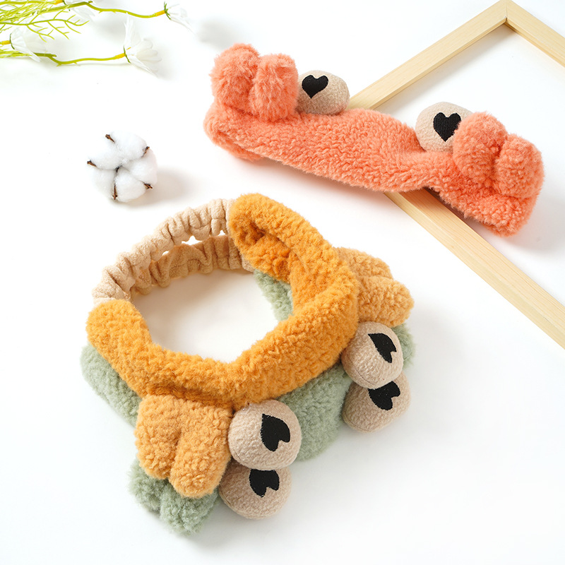 Cute pet cartoon girls' face-washing tools, hair ties, coral velvet for sale, cute facial masks, bath elastic hair bands wholesale