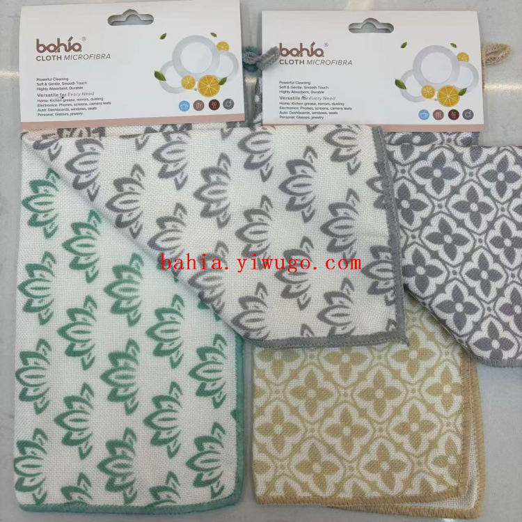 Scouring pads, microfiber cleaning cloths, dishcloths, dishcloths, fiber wiping cloths, multi-functional kitchen wiping cloths, household durable 30*30cm, bahia Specification image