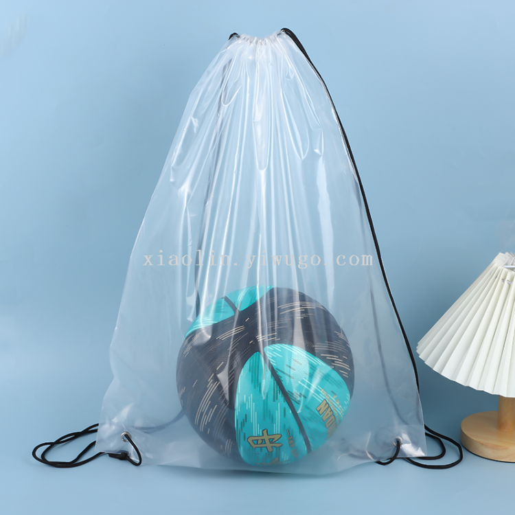 现货pe背包袋塑料束口袋透明抽绳袋毛绒玩具收纳袋拉绳袋可定做