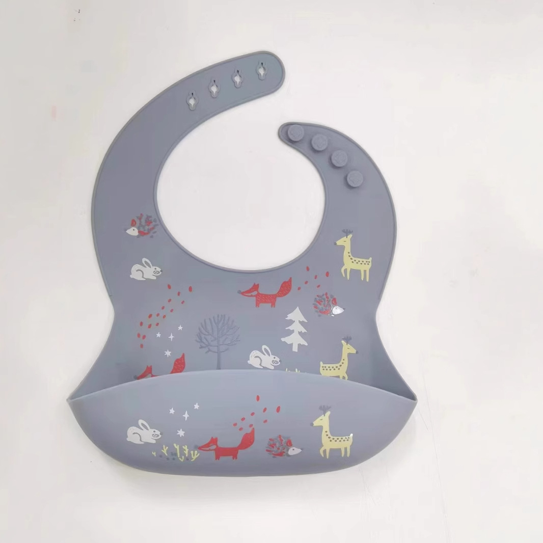 New baby silicone bibs, children's three-dimensional rice bibs, super soft saliva bibs, Chinese-style bibs for babies to eat wholesale Specification image