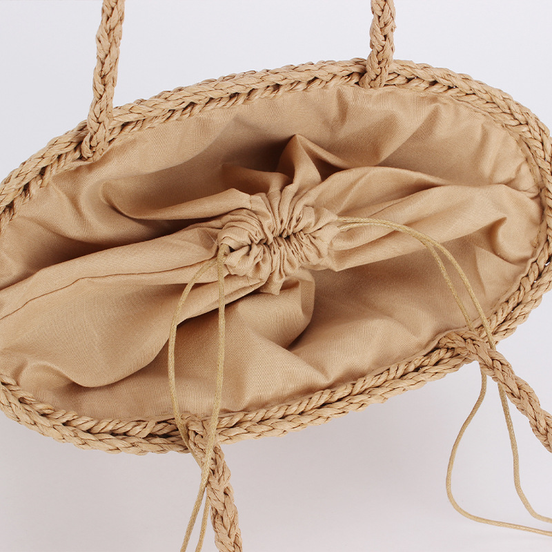 One-piece dropshipping solid color simple single-shoulder bag, European and American style retro paper rope woven bag, fashionable, simple and versatile women's bag Specification image