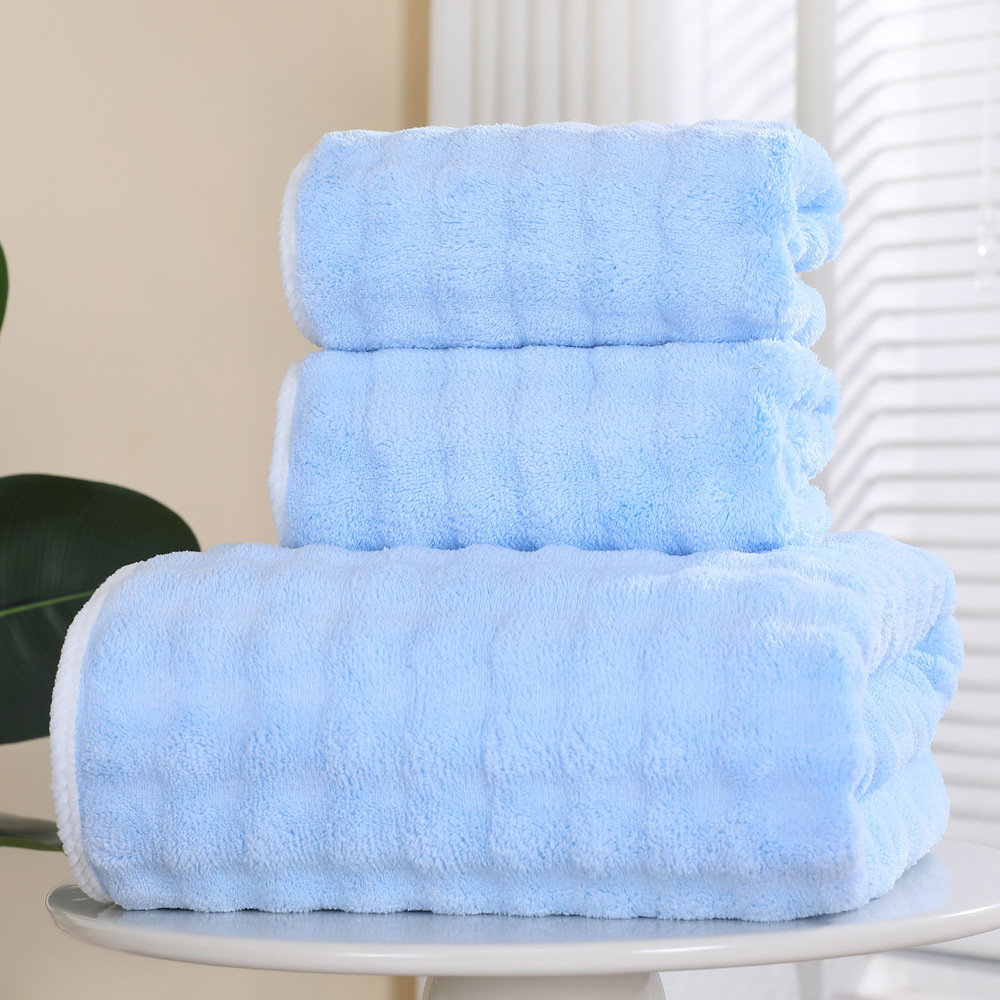 Cross-border shipping of towels, bubble fleece towels, bath towels, soft, absorbent and quick-drying face towels, bath towels and wrap towels Item Picture