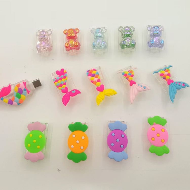 Cartoon fruit bites the data cable to protect the head cover details Picture