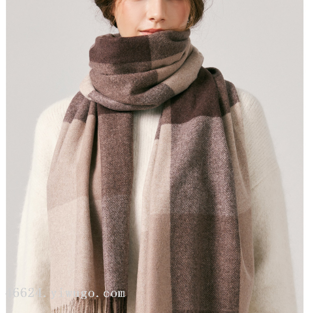 Wholesale of cross-border scarves in stock, e-commerce live streaming, supply chain, 96 wool series, color-blocked wool square grid Item Picture