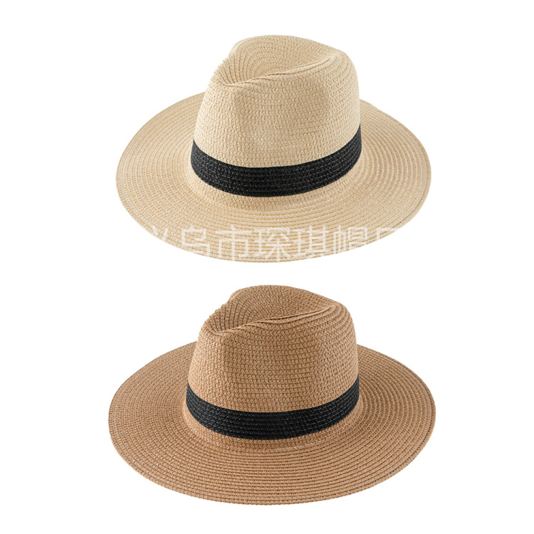 Cross-border bestsellers: Panamanian straw hats, beach hats, breathable sun hats, sun-protective denim hats, outdoor headwear, beach British top hats, suitable for both men and women Item Picture