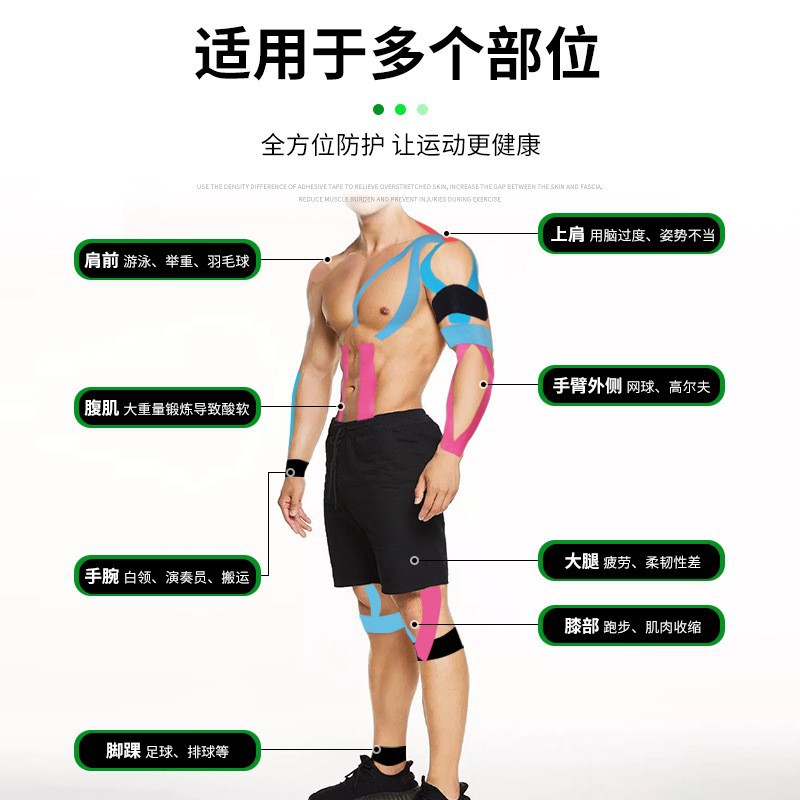 震轩肌肉贴肌肉绷带肌疗贴运动绷带现货弹力性胶带提拉胸贴护膝肘