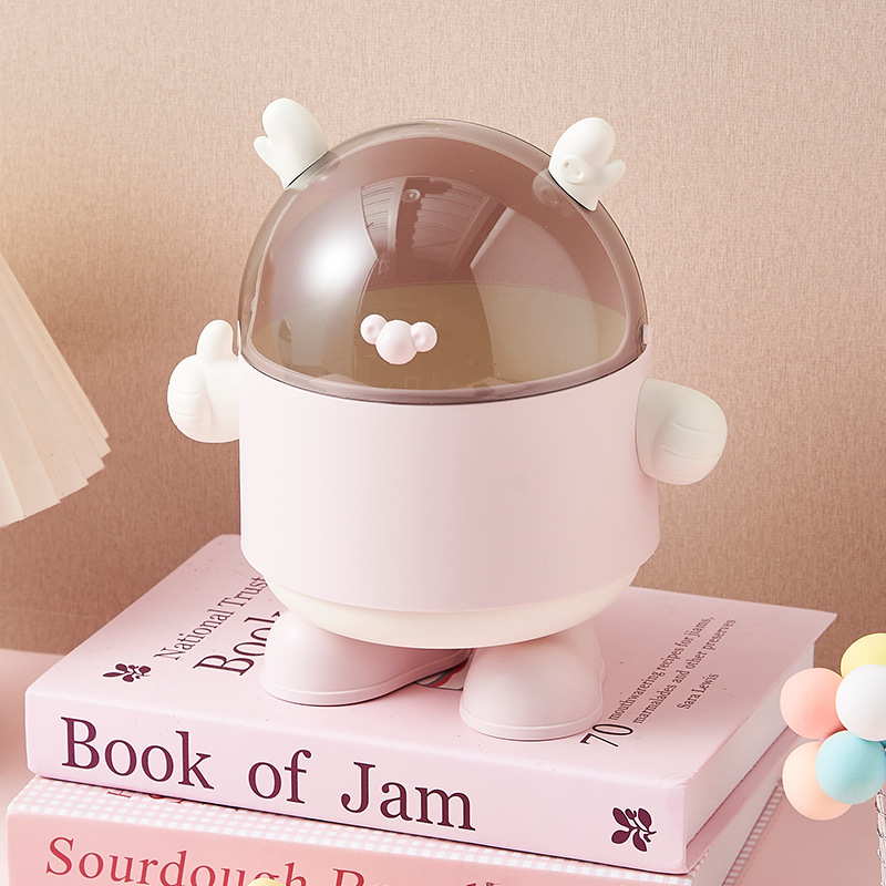 Household creative cartoon flip lid trash can, large, multi-functional, high appearance level, thickened lid trash can for kitchen and living room Specification image