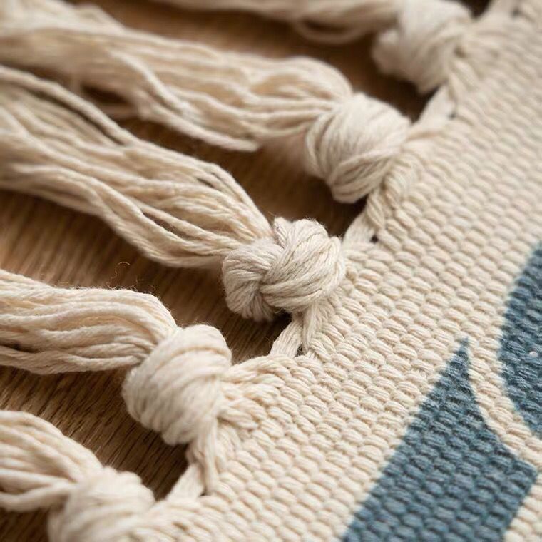 Cotton and linen household bedroom floor MATS, bedside floor MATS, living room sofa and coffee table, hand-fringed carpet, machine washable details Picture