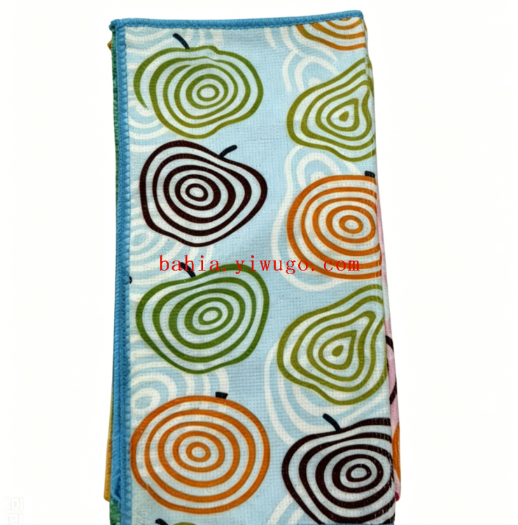 Foreign trade lockedge superfine fiber 30*30 square towel, absorbent kitchen towel, mixed color 5P rag Item Picture
