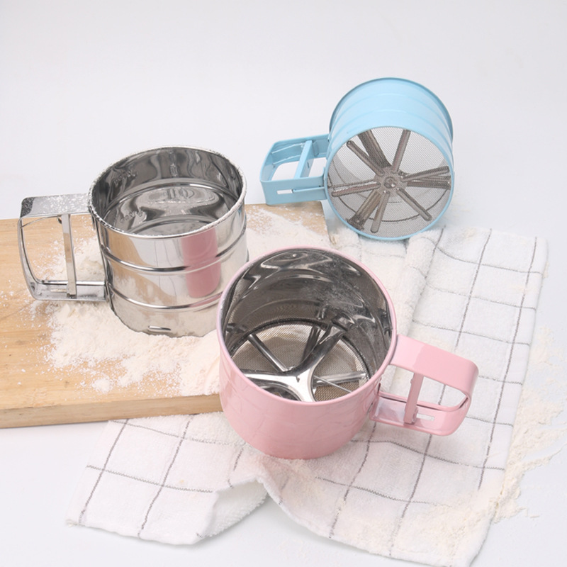 不锈钢手持面粉筛 烘焙工具 不粘粉筛 杯式半自动粉筛