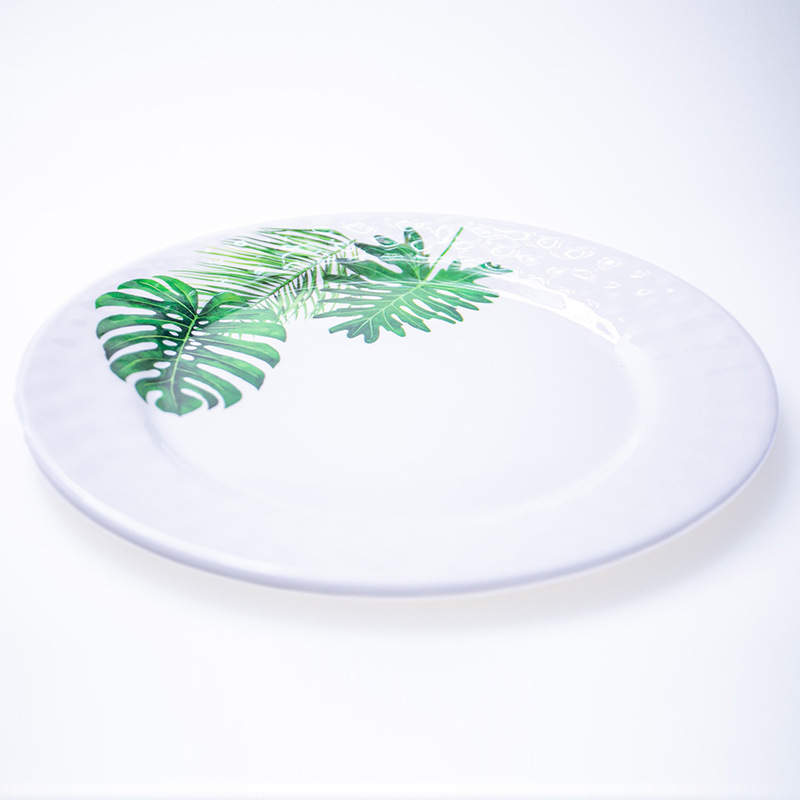 Cross-border multi-color melamine material round plates, anti-slip, Western dining plates, coffee shop plates, bar snack plates, with a variety of colors Application Scenario