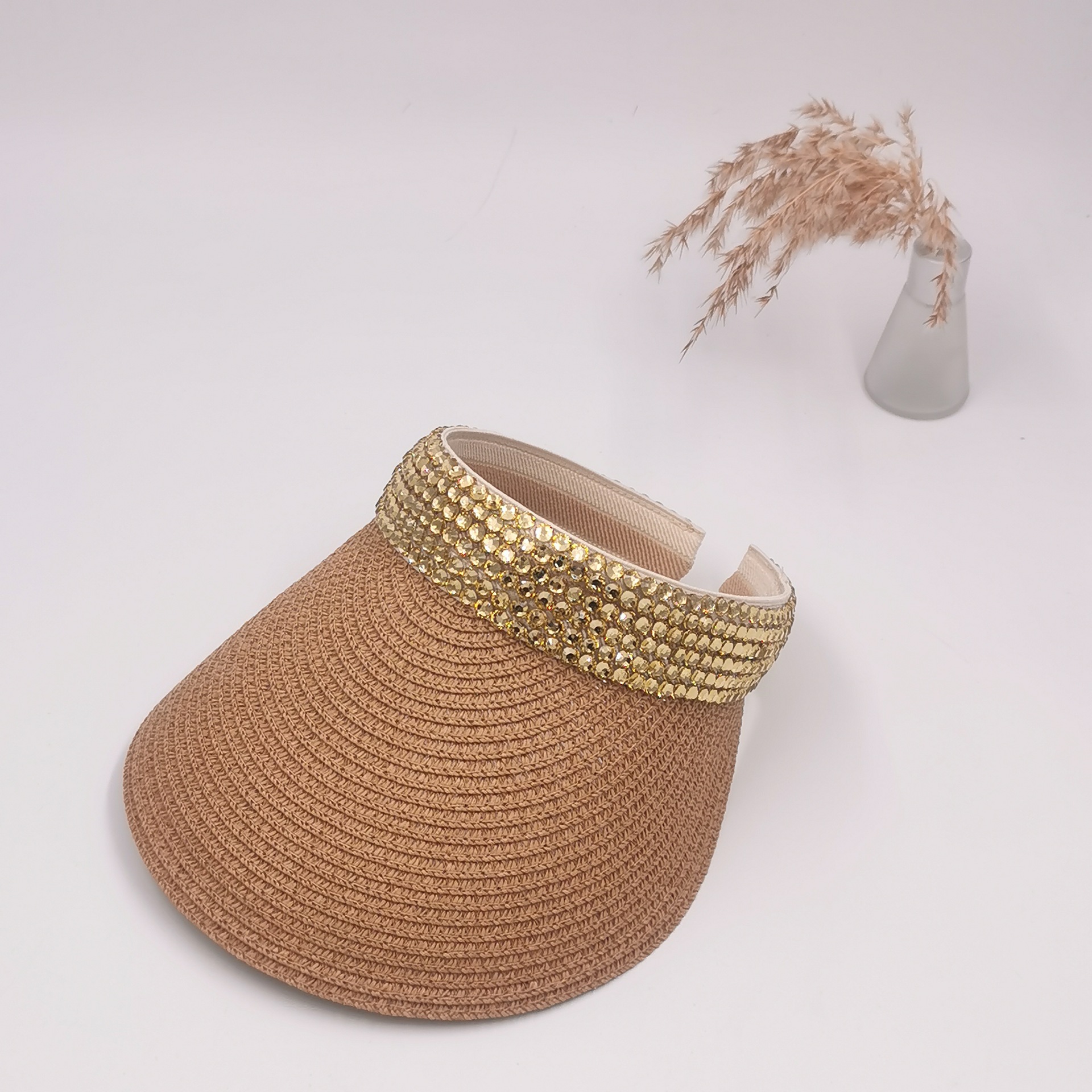 New fashionable summer Korean style hollow top hats, rhinestone hollow top casual hats, sun hats, fashionable hollow top hats wholesale Specification image
