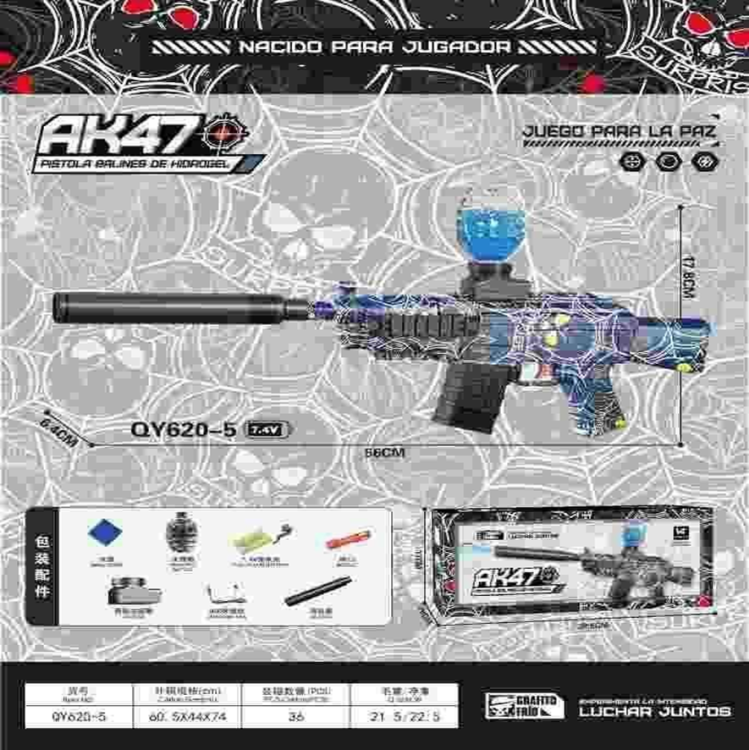 أما بنادق الرش الكهربائي من طراز AK47 المستخدمة في الرش المائي، فهي تحمل رشاشات مائية للأطفال بلعب أطفال تستخدم في الرش عبر الحدود Specification image