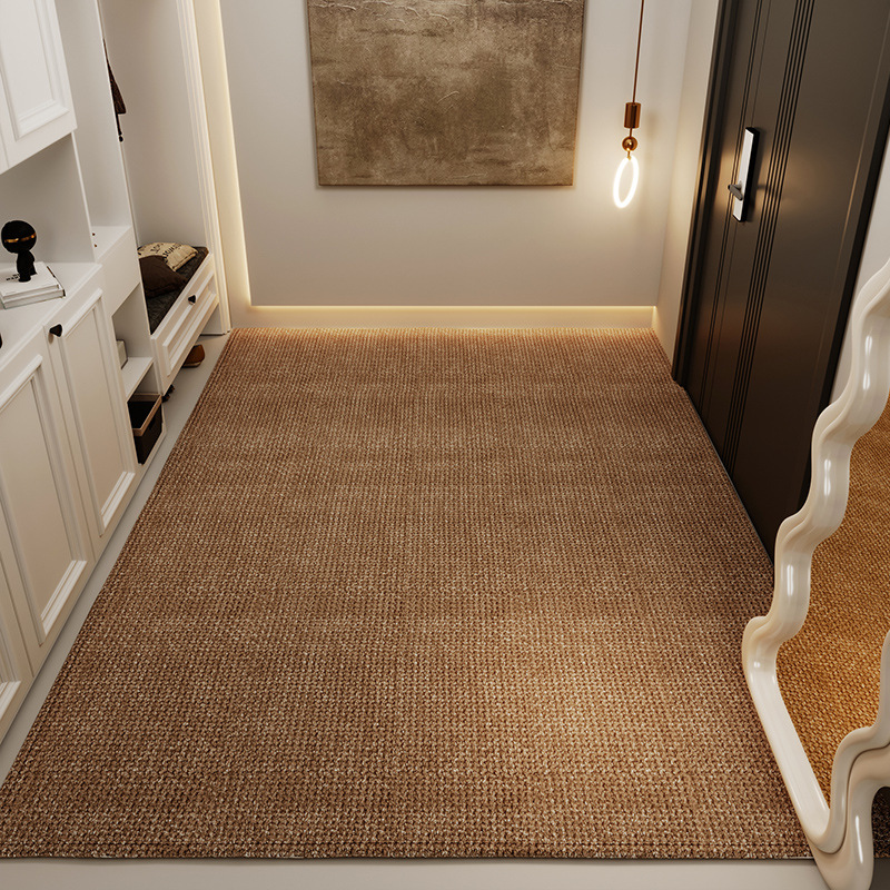 The solid color sisal pattern high-end entrance door mat for home foyer is anti-slip, dirt-resistant and wear-resistant. The entrance door mat can be cut