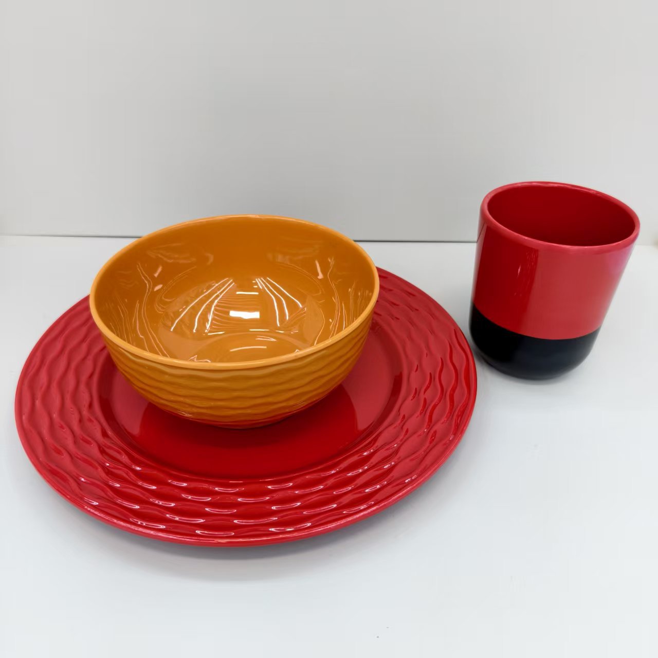 Food-grade melamine tableware from the manufacturer, Amazon inventory, anti-drop bowl and plate set wholesale, LOGO production Specification drawing