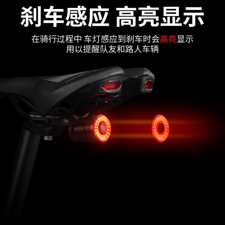 250126 aluminum alloy USB charging bicycle taillights, intelligent sensing brake taillights, and riding equipment warning lights details Picture