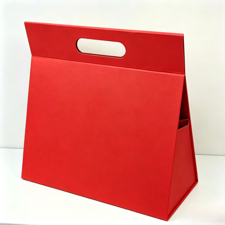 Triangular hand-held folding gift box, customizable logo, high-end gift packaging box, souvenir packaging, gift box, paper box, gift box Specification image