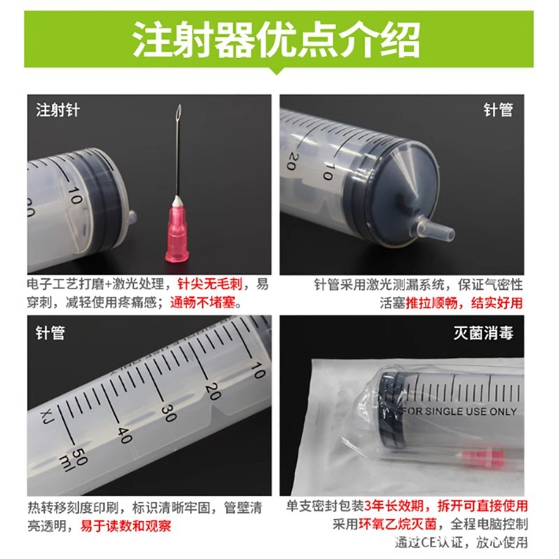 Medical disposable sterile rinsing device syringe 1/2/5ml for dissolving, preparing, feeding, filling, ink rinsing