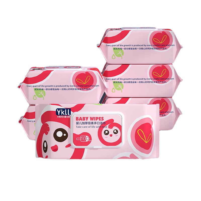呦可哩哩100片大包加厚婴儿手口湿巾珍珠纹加大宝宝专用湿纸巾产品图