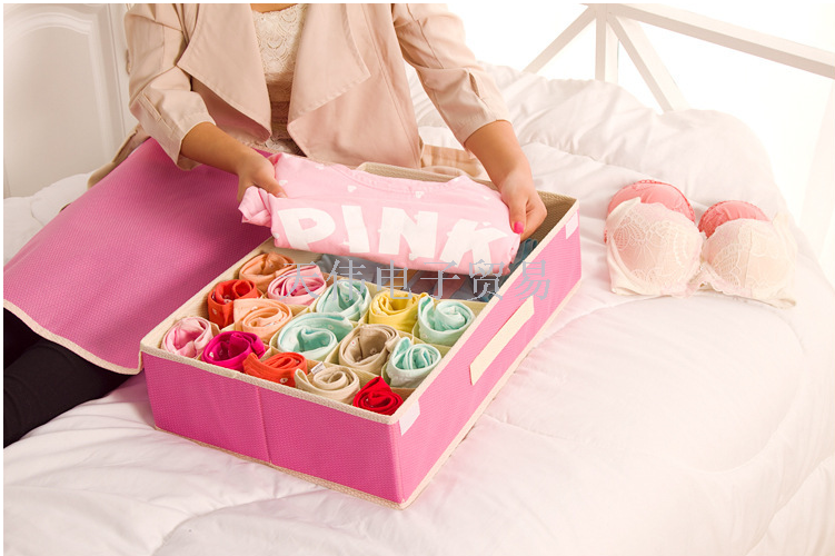 内衣收纳盒文胸内裤袜子收纳盒二合一格无纺布无收纳盒