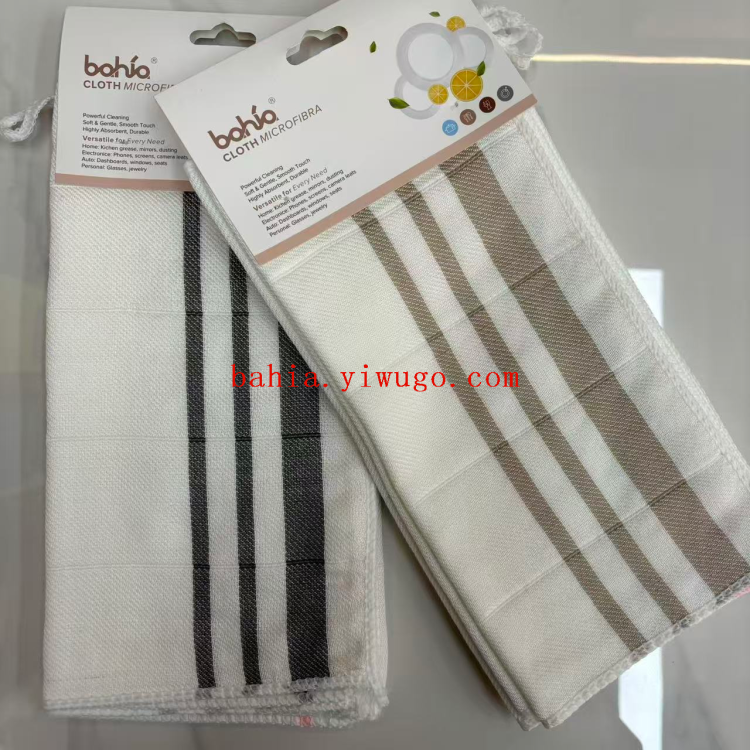 5 pieces of 30*30cm double-layer striped dishcloths, kitchen dishcloths, degreasing and cleaning cloths bahia details Picture