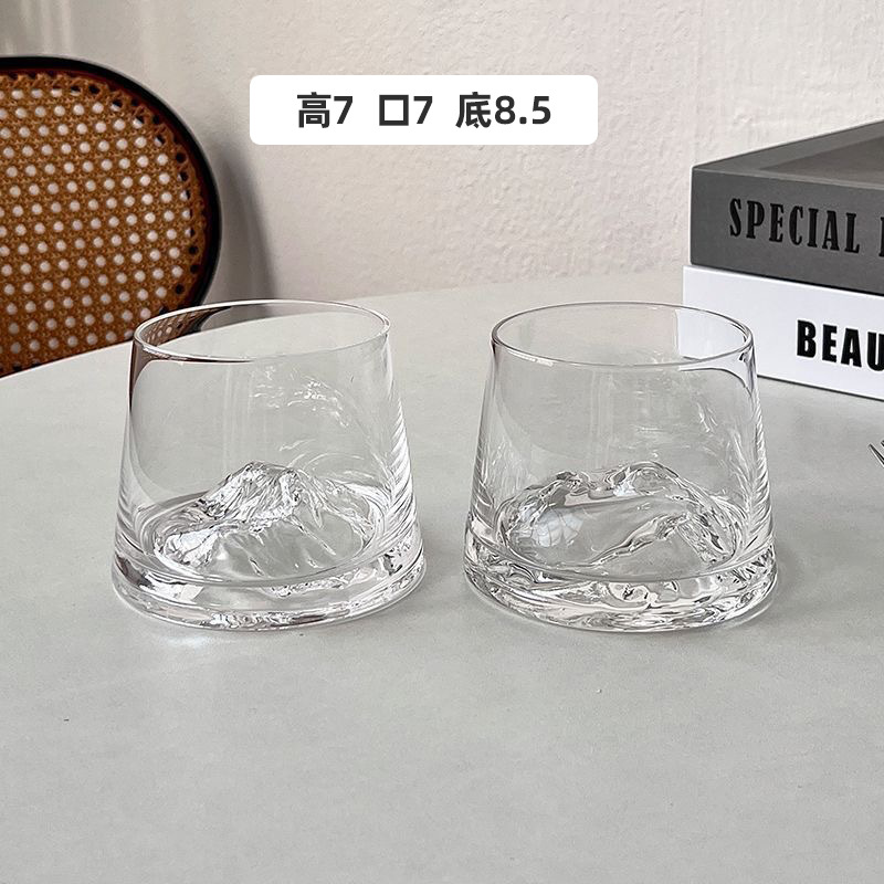 高级水晶富士山杯冰山玻璃杯观山杯日式雪山杯水杯茶杯威士忌杯