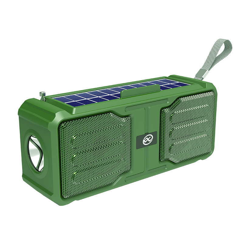 跨境外贸无线蓝牙小音箱镜面户外太阳能收音机插卡多功能非洲音响白底实物图
