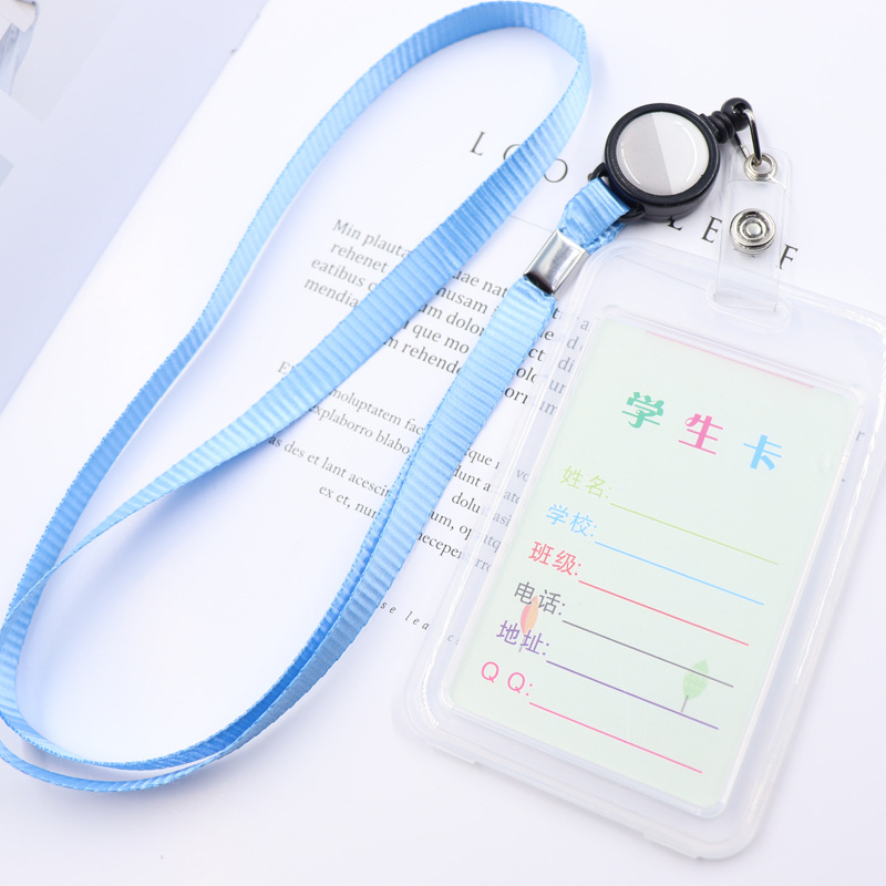 Manga de tarjeta transparente para estudiantes de campus con lanyards manga de tarjeta de identificación retráctil manga de tarjeta de autobús manga de tarjeta de arroz placa de identificación manga de tarjeta de acceso Item Picture
