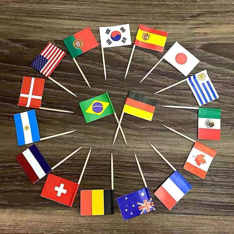 Flags of various countries around the world, toothpicks, restaurant flags, disposable fruit picks, creative bamboo picks details Picture