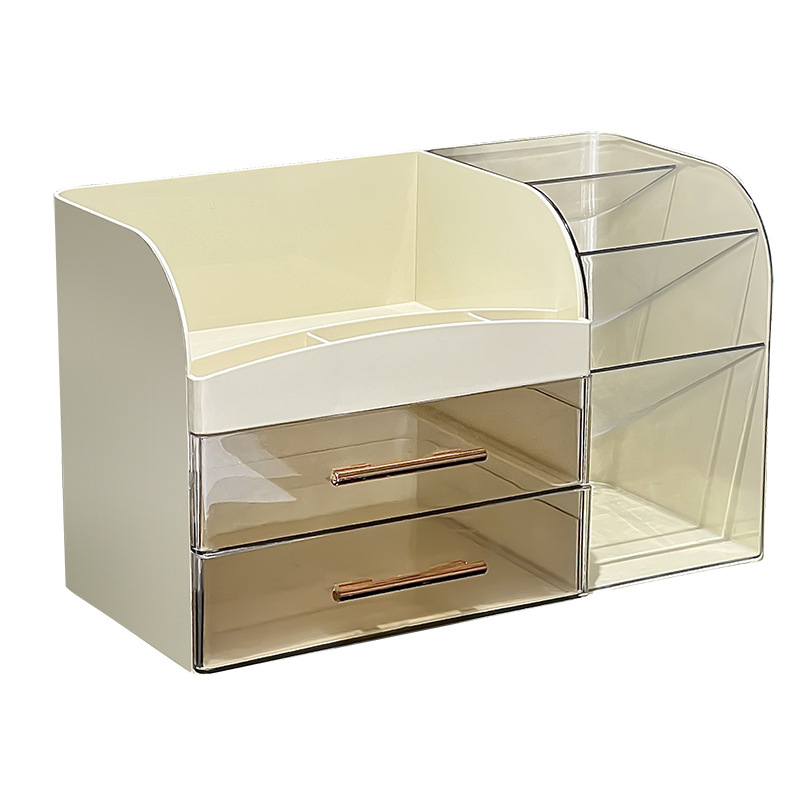 Cosmetics desktop storage box 2025 New model large-capacity dressing table, large-capacity storage rack for skin care products and makeup brushes Item Picture