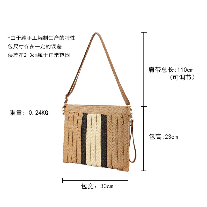 One-piece dropshipping simple and versatile paper rope woven bag, crossbody zipper striped urban simple handcrafted paper rope woven bag Application Scenario
