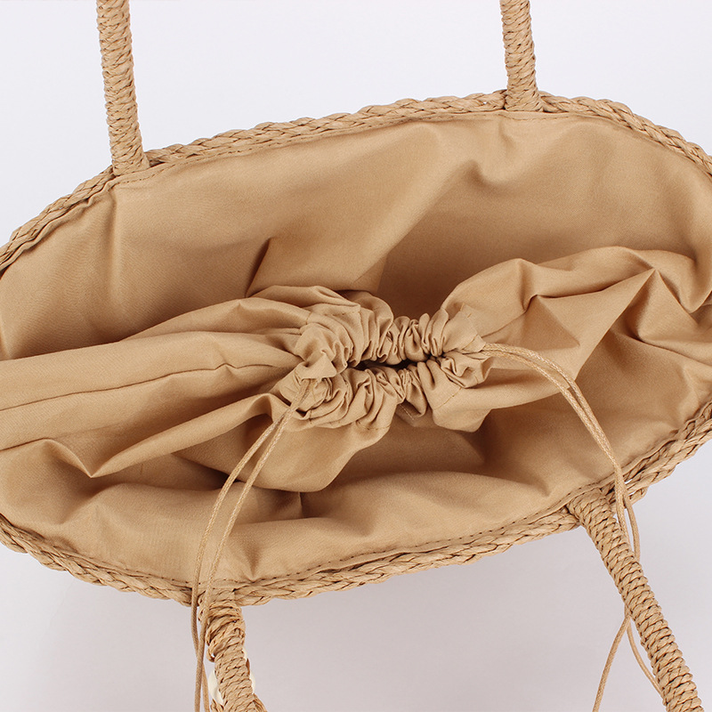New large-capacity woven vacation, versatile hand-woven bag, high-end texture, simple and everyday ladies' bag details Picture