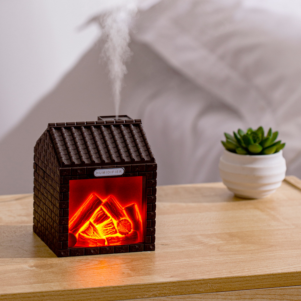 Charcoal house humidificador USB emulación fuego de carbón de dos niveles nebulizador de escritorio chimenea creativa led atmósfera luz aromaterapia humidificador Specification image