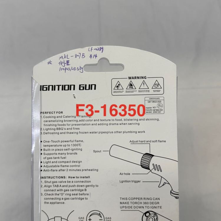 The 807B handheld card-type flamester is an upside-down outdoor singeing ignition gun Item Picture