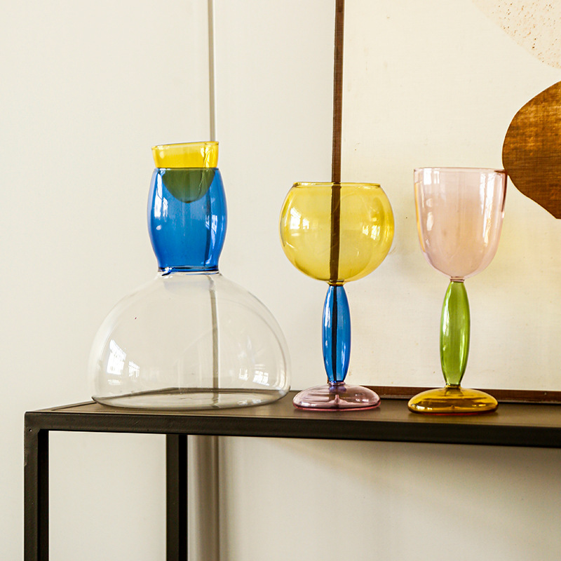 High borosilicate colored glass, pure handcrafted, internet-famous creative wine tall glass, Bordeaux red wine glass decanter Specification image