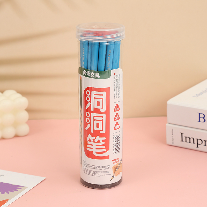 洞洞铅笔初学者三角杆型铅笔矫正握姿小学生Hb铅笔