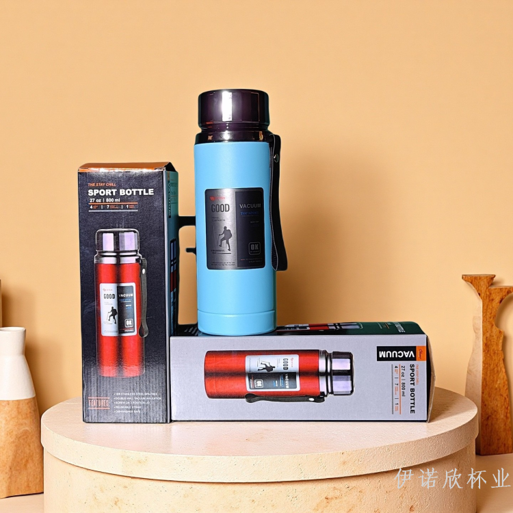 1L new stainless steel large-capacity diamond kettle, travel and outdoor sports insulated cup, portable insulated sports water bottle with handle details Picture