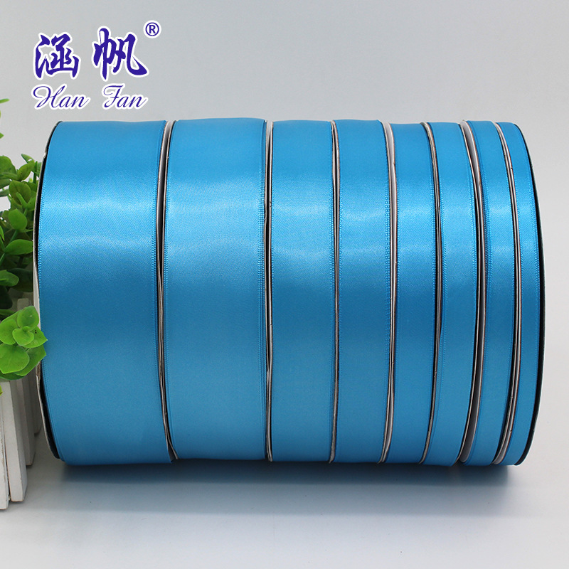 6MM-50MM poliéster de alta densidad cinta lago azul cielo azul boda decoración cinta DIY cinta de embalaje Specification image