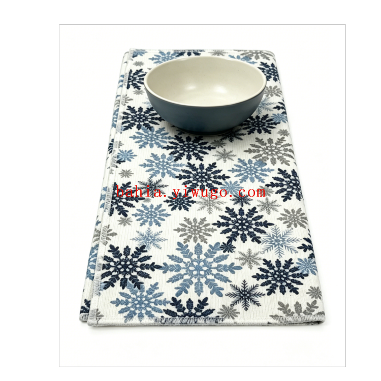 Nordic snowflake kitchen drying pad, high water absorption quick-drying dish draining cloth, countertop scratch-resistant and heat-resistant protective pad Specification image