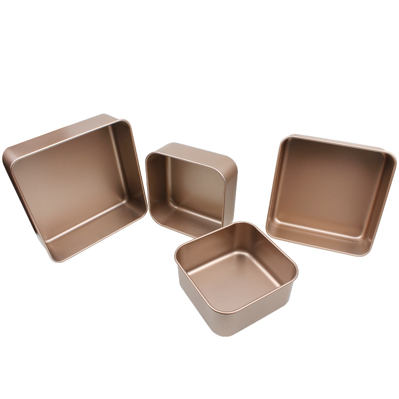 Thickened old-fashioned cake mold, carbon steel non-stick square cake baking tray, rose gold heavy steel baking tray Specification image