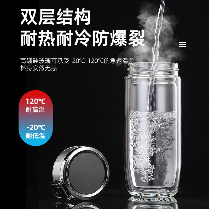 Wholesale and consignment of high-end double-layer high-temperature resistant portable glass cups with heat-insulating high borosilicate car egg water cups