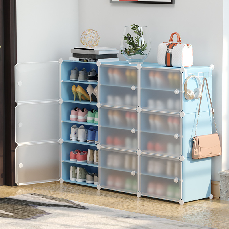 玄关斜插式实木双开门鞋柜收纳盒储物柜大容量