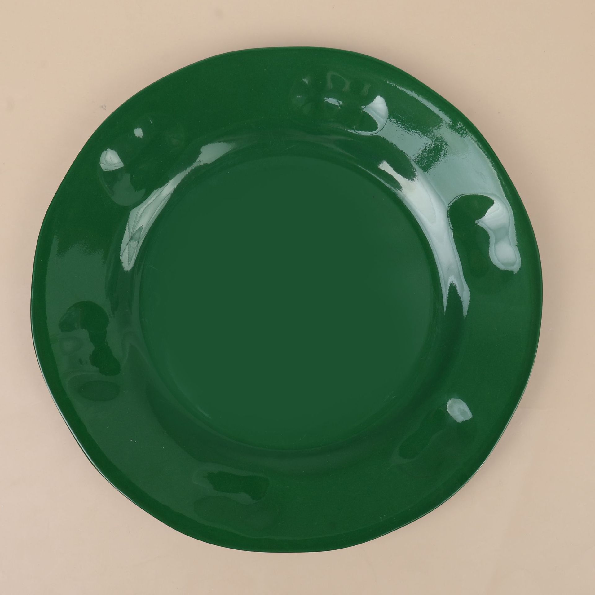 Green round melamine imitation porcelain flat plate, restaurant dish plate, soup bowl, commercial hotel deep plate, round plate, stir-frying plate Specification drawing
