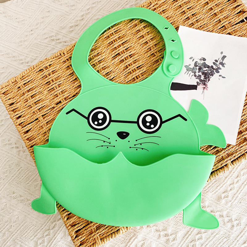 Baby feeding bib, children's waterproof and no-wash feeding bib, silicone three-dimensional bib, super soft for kindergarten baby feeding bib Specification image