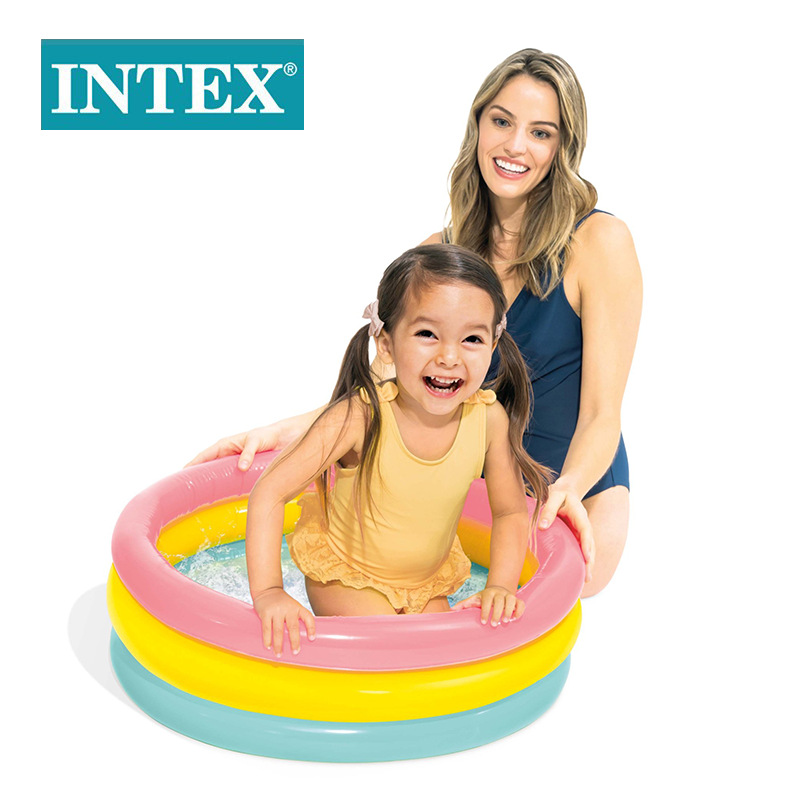 INTEX57107荧光充气婴儿水池宝宝玩具池澡盆彩虹三环幼儿戏水池