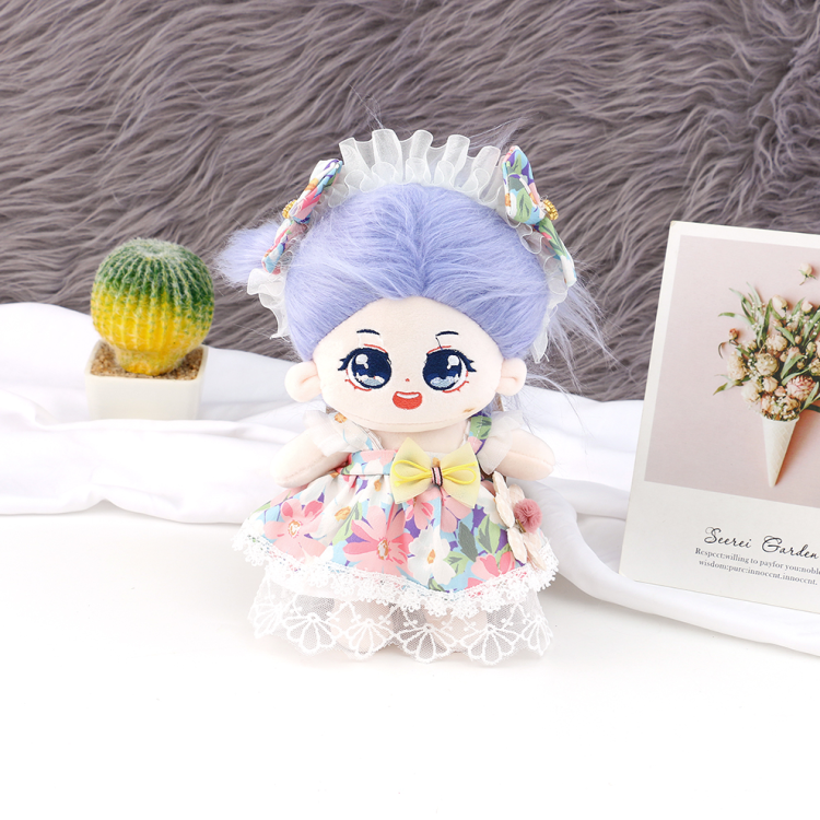 20厘米网红棉花娃娃大号炸毛娃娃毛绒玩具换装女孩布娃娃跨境批发白底实物图