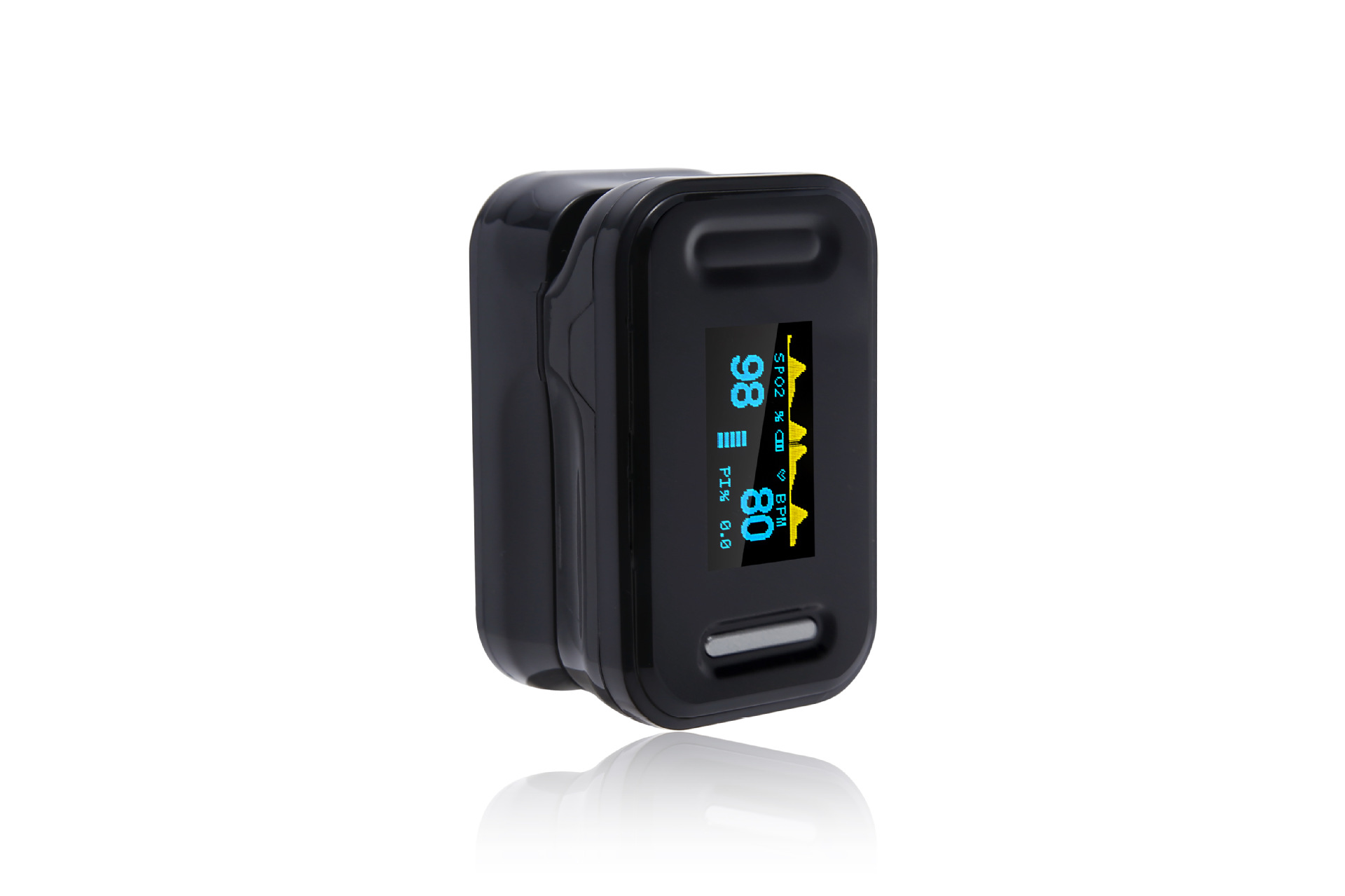 Home fingertip blood oxygen meter, fingertip blood oxygen measuring device, pulse rate, blood oxygen saturation monitor, English Specification drawing
