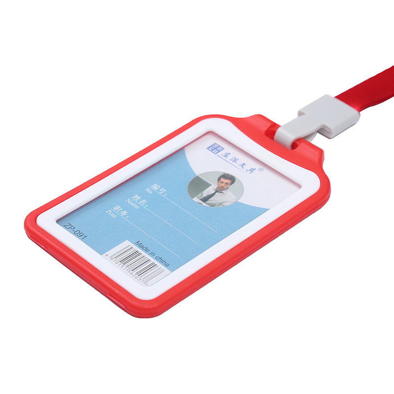 Yellow lanyard work ID card holder, easy-pull buckle tag rope, ID door card holder Application Scenario
